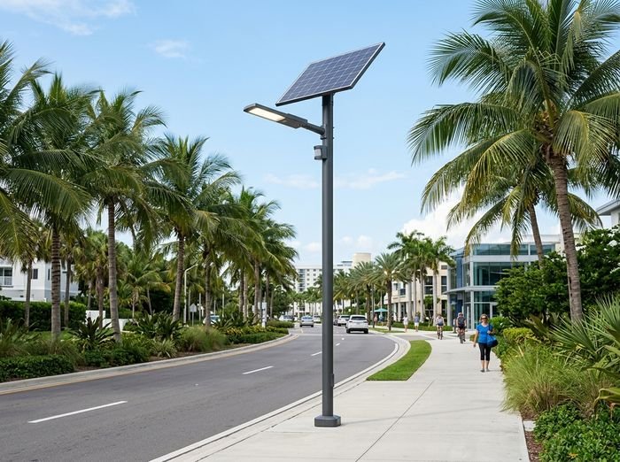 All-in-one solar street light pole